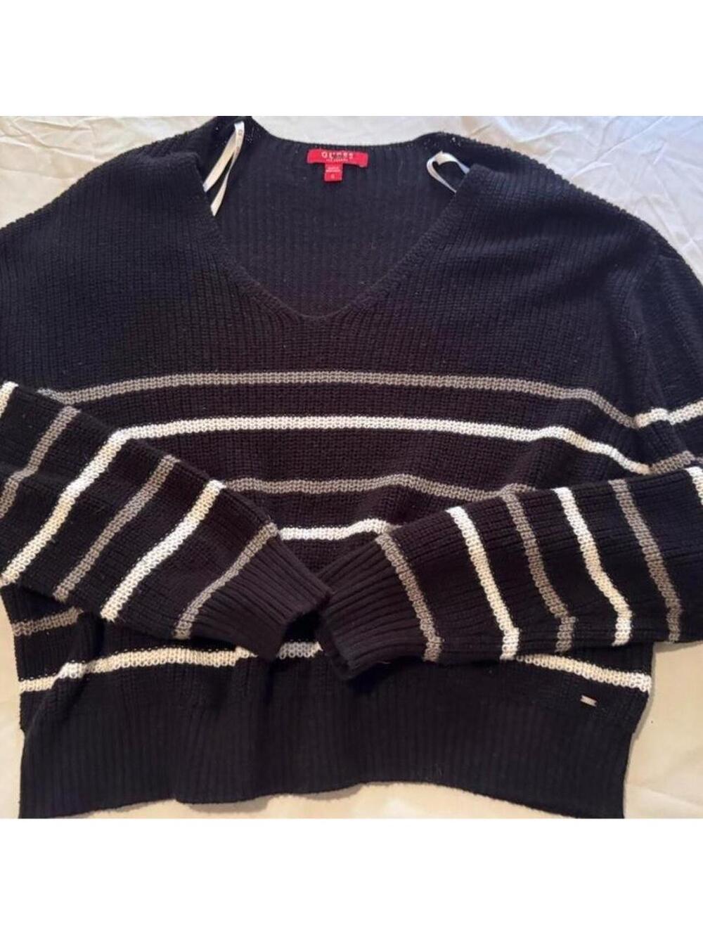 Vintage GUESS Striped V-Neck Knit Sweater size small